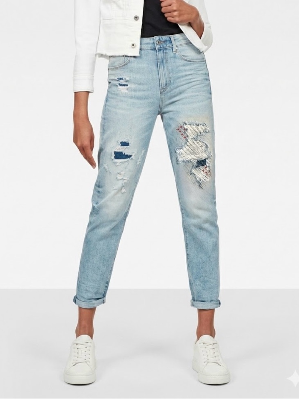 G-Star RAW 3301 High Straight 90s Ankle Jeans Light Wash Restored Cotton 24x30